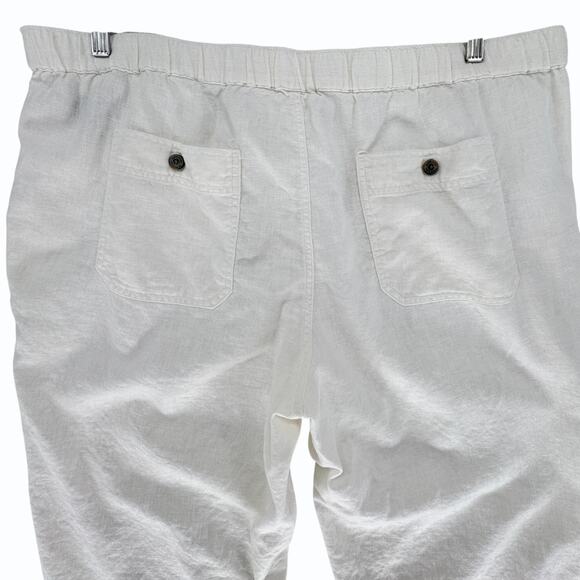 Tasso Elba Mens White Linen Drawstring Pants Size 2XL Relaxed Beachy Summer - Picture 6 of 11